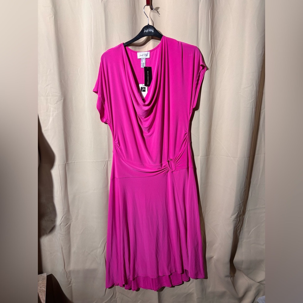 NWT Joseph Ribkoff Fuchsia Draped Midi Dress